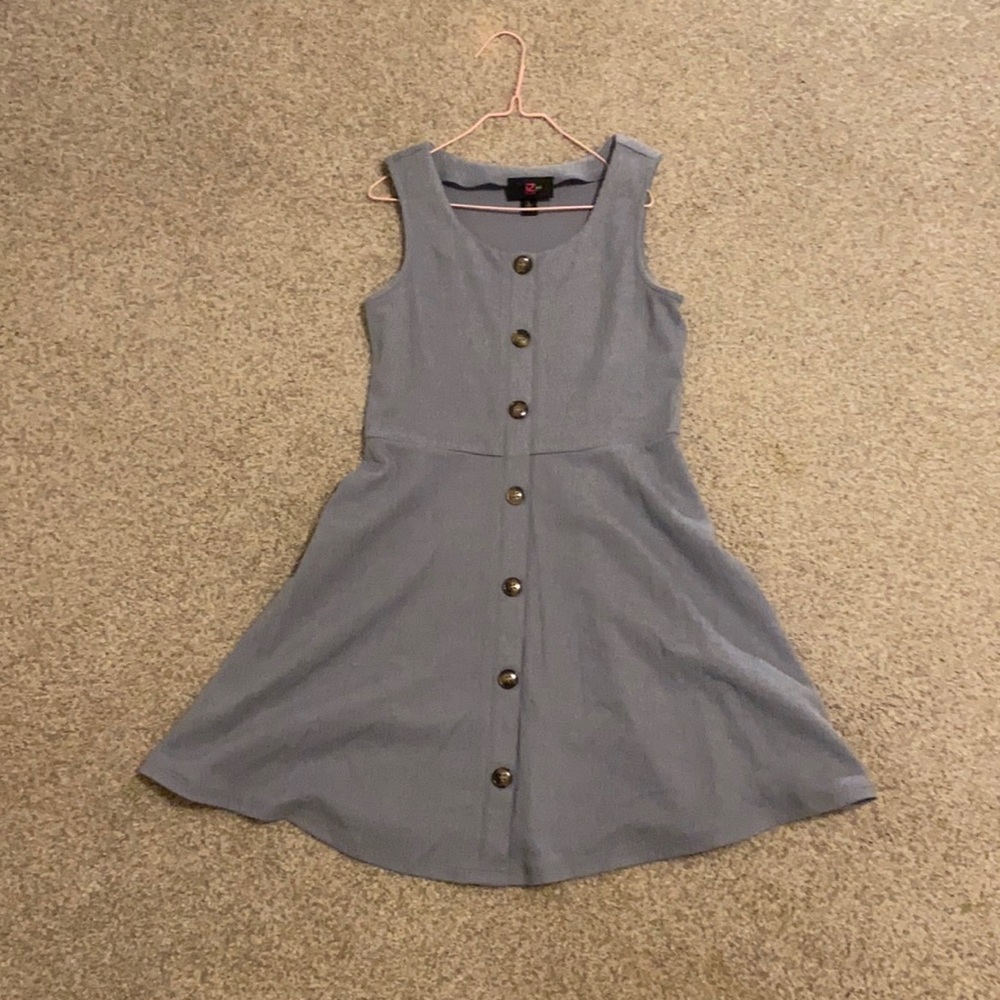 Girls blue dress, accent buttons,size 14